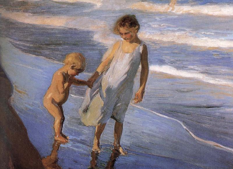 Joaquin Sorolla Two children in Valencia Beach oil painting image